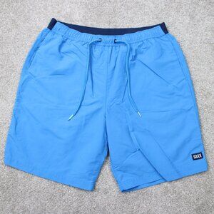 Saxx Shorts Mens Medium Blue Cannonball 2n1 Swim Trunks Lined Hybrid Stretch